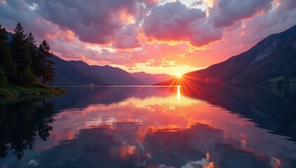Water reflected in Ruppiner Seenplatte lake at sunset, Tranquility, Calm
