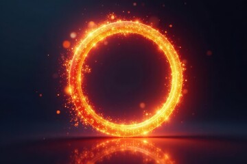 Fototapeta premium Abstract fiery ring with sparkling circle, glowing aura , hot, dust