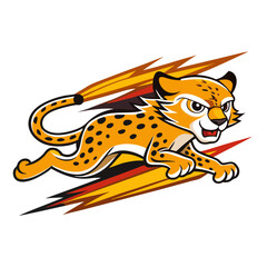 Elegant Cheetah Running with Speed Lines – Vector Illustration, Clipart & Line Art, Elegant cheetah running vector illustration with speed lines – perfect for digital designs and prints.