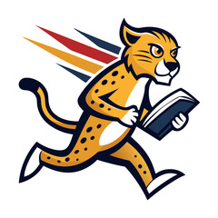 Elegant Cheetah Running with Speed Lines – Vector Illustration, Clipart & Line Art, Elegant cheetah running vector illustration with speed lines – perfect for digital designs and prints.