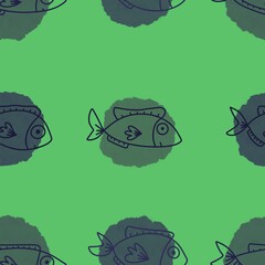 Ocean seamless fish pattern for wrapping paper and fabrics and linens