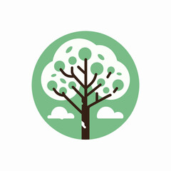 Obraz premium A minimalist illustration of a single tree with clean lines and a simple design. Ideal for logos, icons, environmental branding, or minimalist art projects.