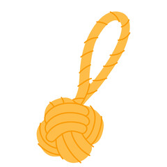 Cat toy, yarn balls on rope for play and entertainment. Pet accessory for feline animal exercise, scratching, chewing.