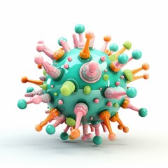 Embrace modern science with this chic 3D virus model, featuring soft pastel hues for a fresh and stylish look.