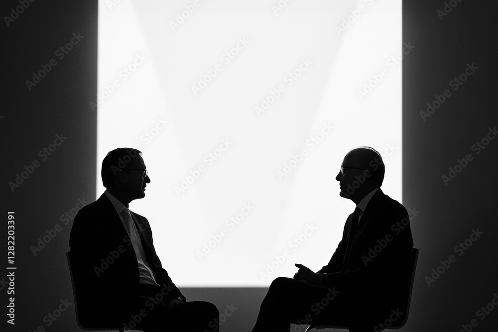 Leinwandbilder two executives discuss strategies in a modern office setting during a business meeting. generative a