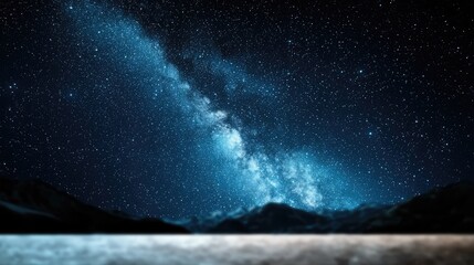 Fototapeta premium Milky Way over mountains, night sky, serene landscape, travel poster