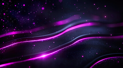 Fototapeta premium Neon Brushstrokes Over Geometric Grids with Glowing Particles and Digital Distortion in Futuristic Style 