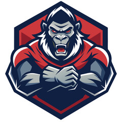 Gorilla Pounding Chest Vector Illustration – Cartoon, Clipart & Line Art Design, Powerful gorilla pounding its chest with a fierce expression – vector cartoon, clipart & line art.