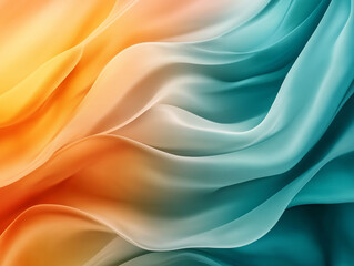 Obraz premium Fluid abstract waves in orange and turquoise