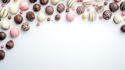 Obraz premium Assorted Chocolate Candies on White Background