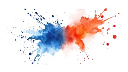 Fototapeta premium Blue and orange watercolor splash.