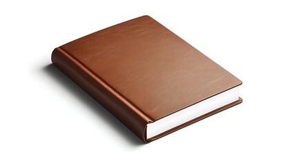 Obraz premium Brown Leather Bound Book on a White Surface Reading Material for Knowledge and Learning Inspiration