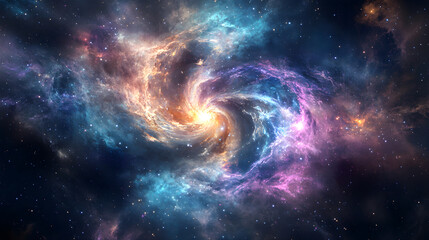 Surreal Quasi Galaxy: Cosmic Dance of Stars and Nebulae in Vibrant Cosmic Void