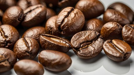 Obraz premium Close up macro image of delicious brown roasted coffee beans.