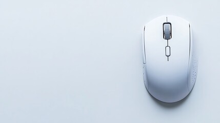 Cordless White Computer Mouse Lying Flat on Light Background for Technology and Productivity