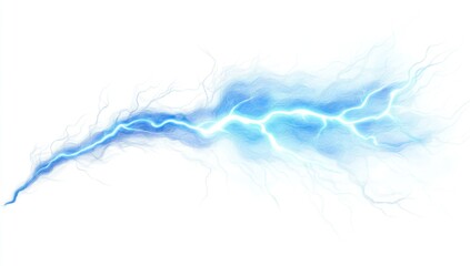 Blue electric lightning bolt isolated on white.