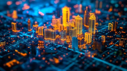 lidar scan of a city with skyscrapers as a background, 16:9