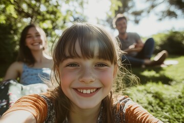 Happy Family Enjoying Outdoor Moments Together in a Sunny Park Setting