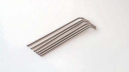 Eco Friendly Stainless Steel Drinking Straws Reusable Metallic Zero Waste on a White Background