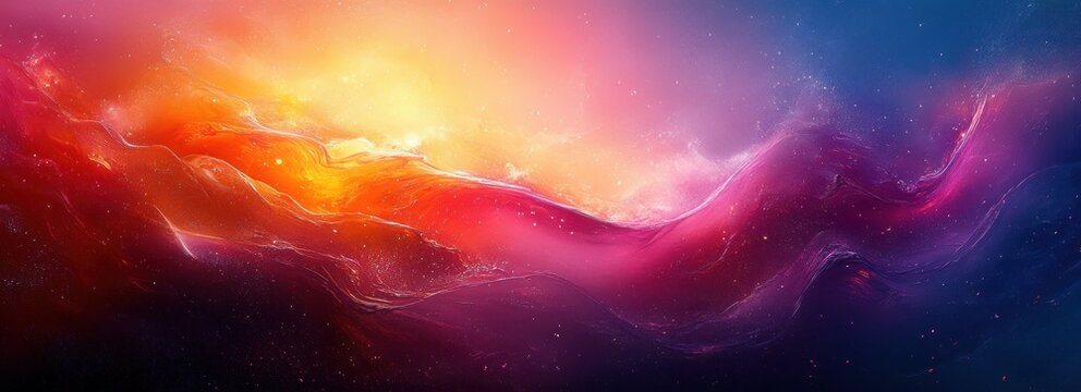 Abstract Digital Painting with Neon Colors and Textured Patterns