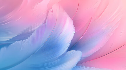 Obraz premium Soft Pastel Feathers: Pink and Blue Gradient Close-Up