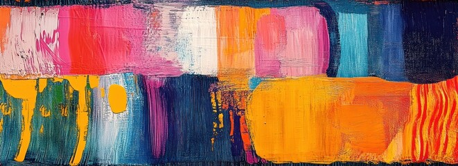 Fototapeta premium Abstract Vibrant Geometric Painting with Bright Colors Texture Design Illustration