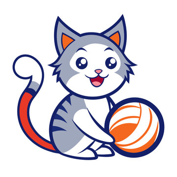 recommend clip art: Playful Tabby Cat with Yarn Ball - Vector Illustration, Cartoon, Clipart & Line Art, Playful tabby cat batting a yarn ball – vector, cartoon, clipart, and line art design for digital use.