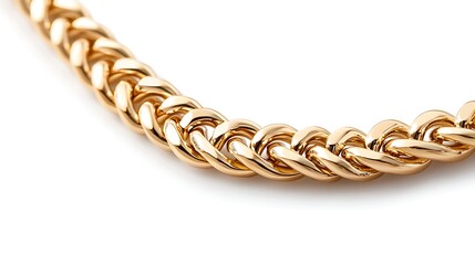 Obraz premium Elegant Golden Chain Jewelry Adornment Shiny Metal Accessory Design Luxury Fashion Close Up Studio Shot Plain Background