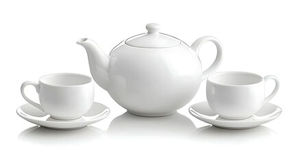 Elegant Porcelain Tea Set Teapot and Cups with Saucers for Tea Time Refined Gathering or Afternoon Celebration