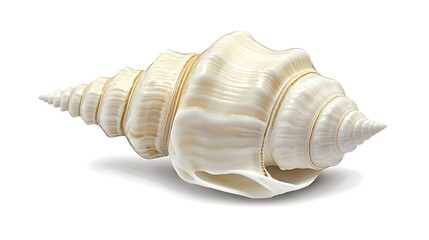 Elegant Spiral Seashell on White Background