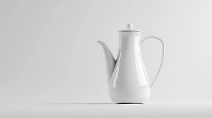 Elegant White Ceramic Coffee Pitcher Isolated on Plain Background for Kitchenware Presentation
