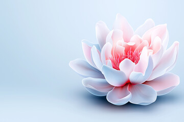 Beautiful lotus flower on calming blue background with space for text