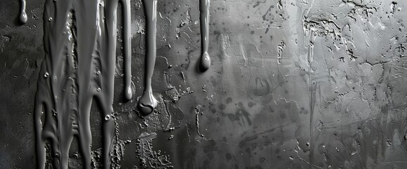 Close-up perspective reveals gray cement flowing smoothly, enhancing the rugged concrete surface with intricate details and rich texture