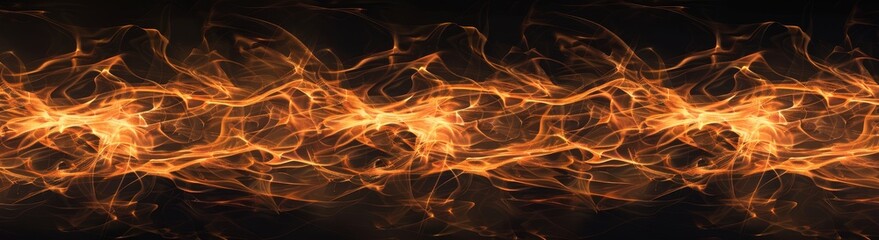 Fototapeta premium Flames dance and twist in vibrant hues of orange and yellow, creating a mesmerizing pattern on a dark canvas that evokes warmth and intensity