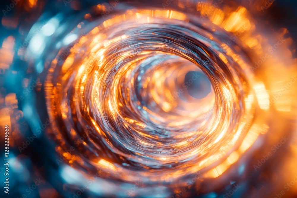 Aufkleber Swirling light patterns create a mesmerizing tunnel effect with vibrant colors in an abstract setting