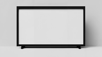 Fototapeta premium Minimalist black frame on a white wall showcasing empty space for artwork or decoration