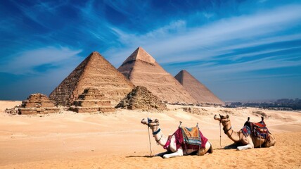 Camels Resting Near the Pyramids of Giza