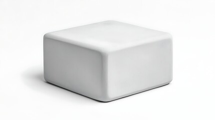 Minimalist White Cube Shape with Rounded Edges Object on a Clean Plain Backdrop Display Mockup