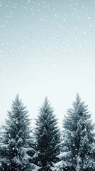 Obraz premium Snowy Forest Scene with Evergreen Trees and Falling Snowflakes