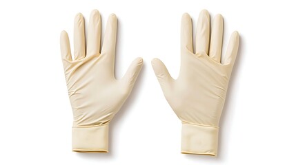 Pair of Medical Examination Gloves Beige Latex Equipment for Healthcare Professional Safety