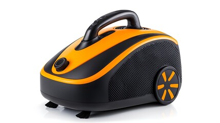 Fototapeta premium Portable Cleaning Appliance Innovative Design in Black and Orange Color Scheme for Efficient Dust Removal Tasks