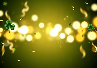 Patrick Day decorated shamrock leave copy space background for design Patrick Day discount sale post