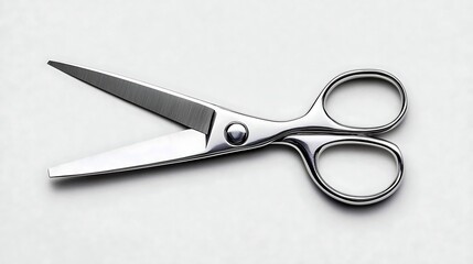 Fototapeta premium Sharp Metal Scissors Open on Neutral Surface Cutting Tool Stationary Shiny Steel Equipment