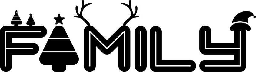 Family Text Monogram With Black Color