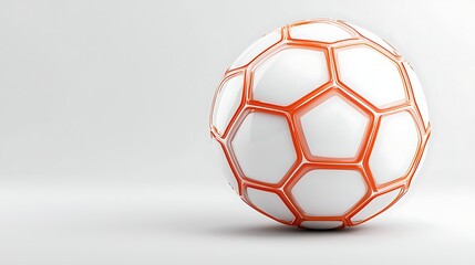 Sleek Football Rendering with Orange Lines on White Backdrop
