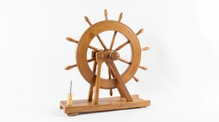Intricately Carved Wooden Spinning Wheel