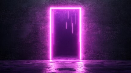 Glowing Purple Doorway in Dark Room
