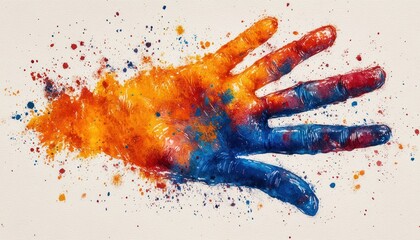 Holi Festival Colorful Handprint Greeting Card Creative Illustration
