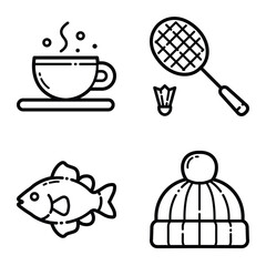 Park Flat Icon Set Isolated On White Background