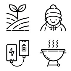 Park Flat Icon Set Isolated On White Background